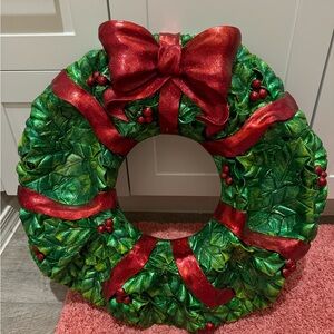 Christopher Radko Retired Large Shiny Wall Hanging Wreath With Hooks